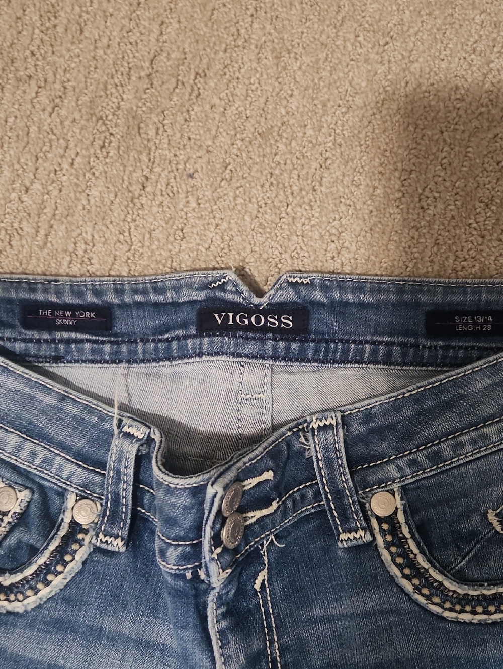 Vigoss Light-Mid Blue Distressed Skinny Jeans